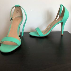 Teal/green sandal heels